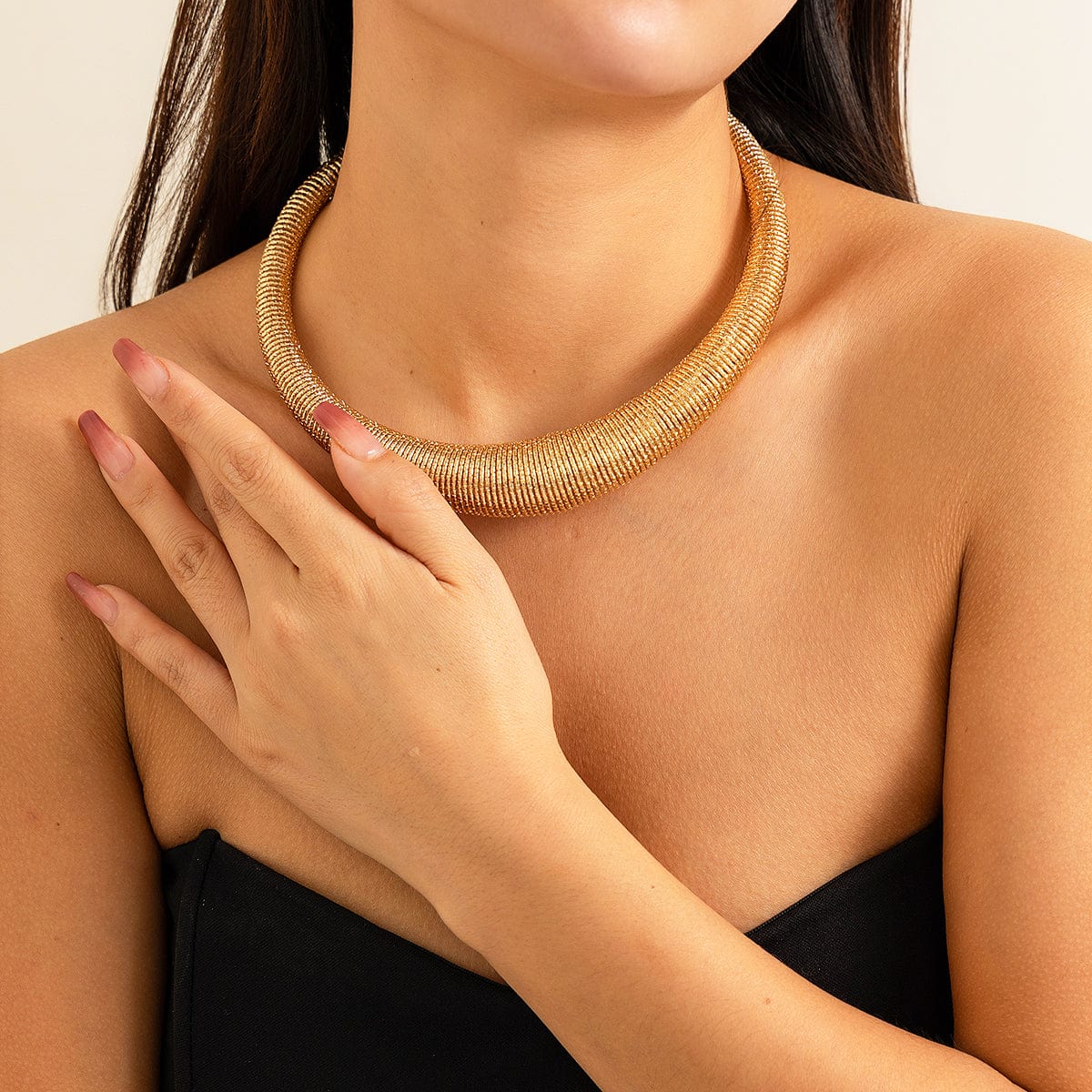 Punk Spring Metal Thick Chokers Collar Necklace - ArtGalleryZen