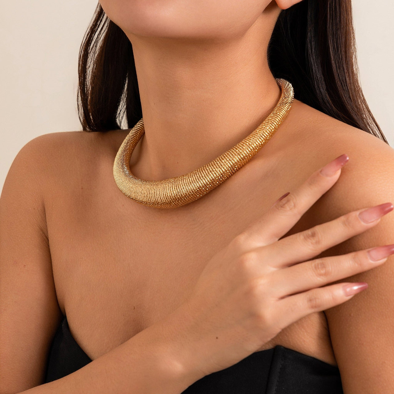 Punk Spring Metal Thick Chokers Collar Necklace - ArtGalleryZen