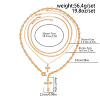 Thumbnail for Punk Style Layered Gold Silver Plated Cross Pendant Y Necklace Set - ArtGalleryZen