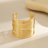 Thumbnail for Punk Style Metallic Brushed Wide Cuff Bangle Bracelet - ArtGalleryZen