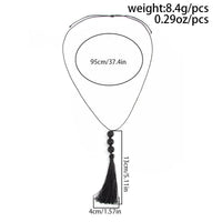 Thumbnail for Retro Black Resin Beads Tassel Necklace Adjustable Wax Cord - ArtGalleryZen