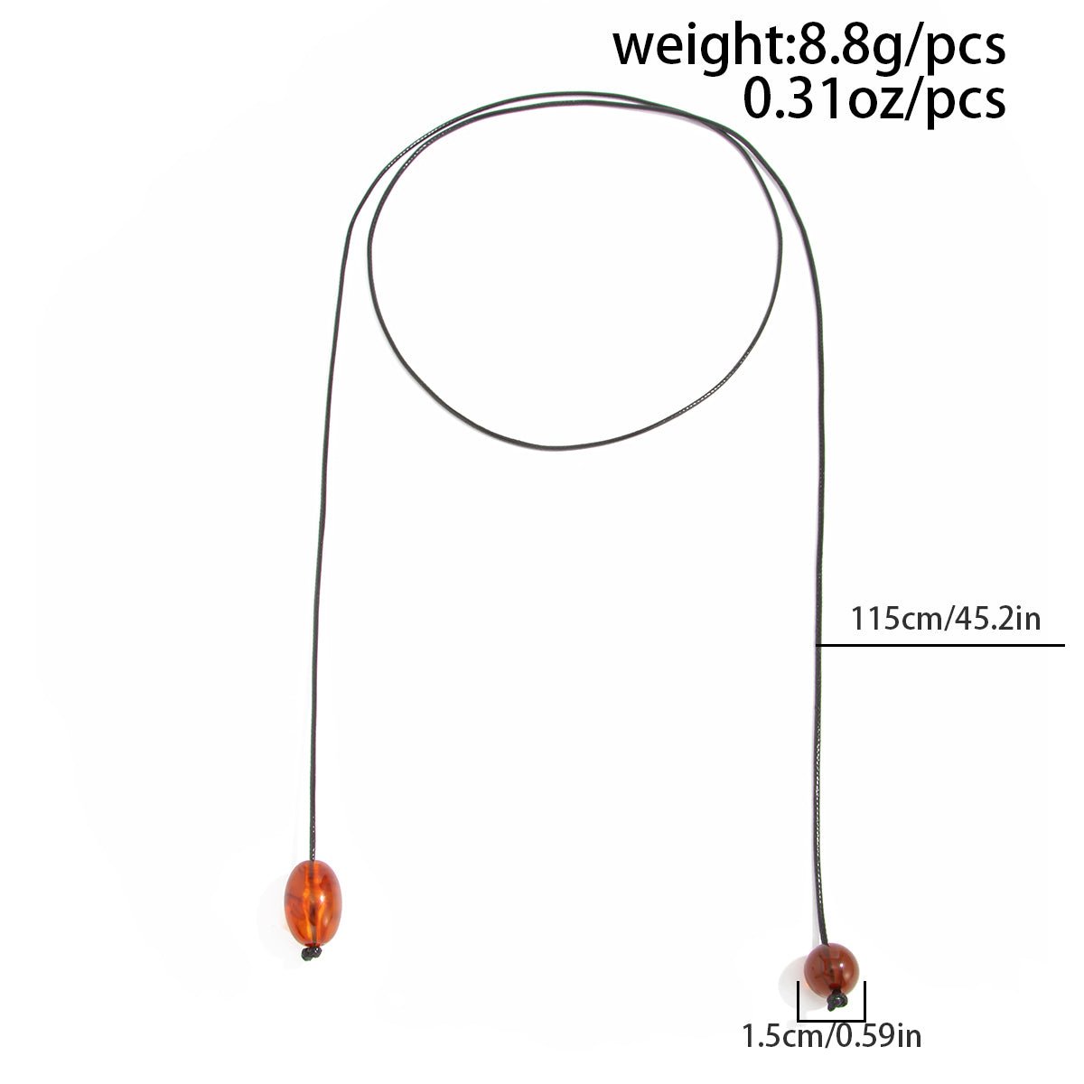 Retro Clear Resin Pendant Long Chain Necklace 45" Wax Cord - ArtGalleryZen