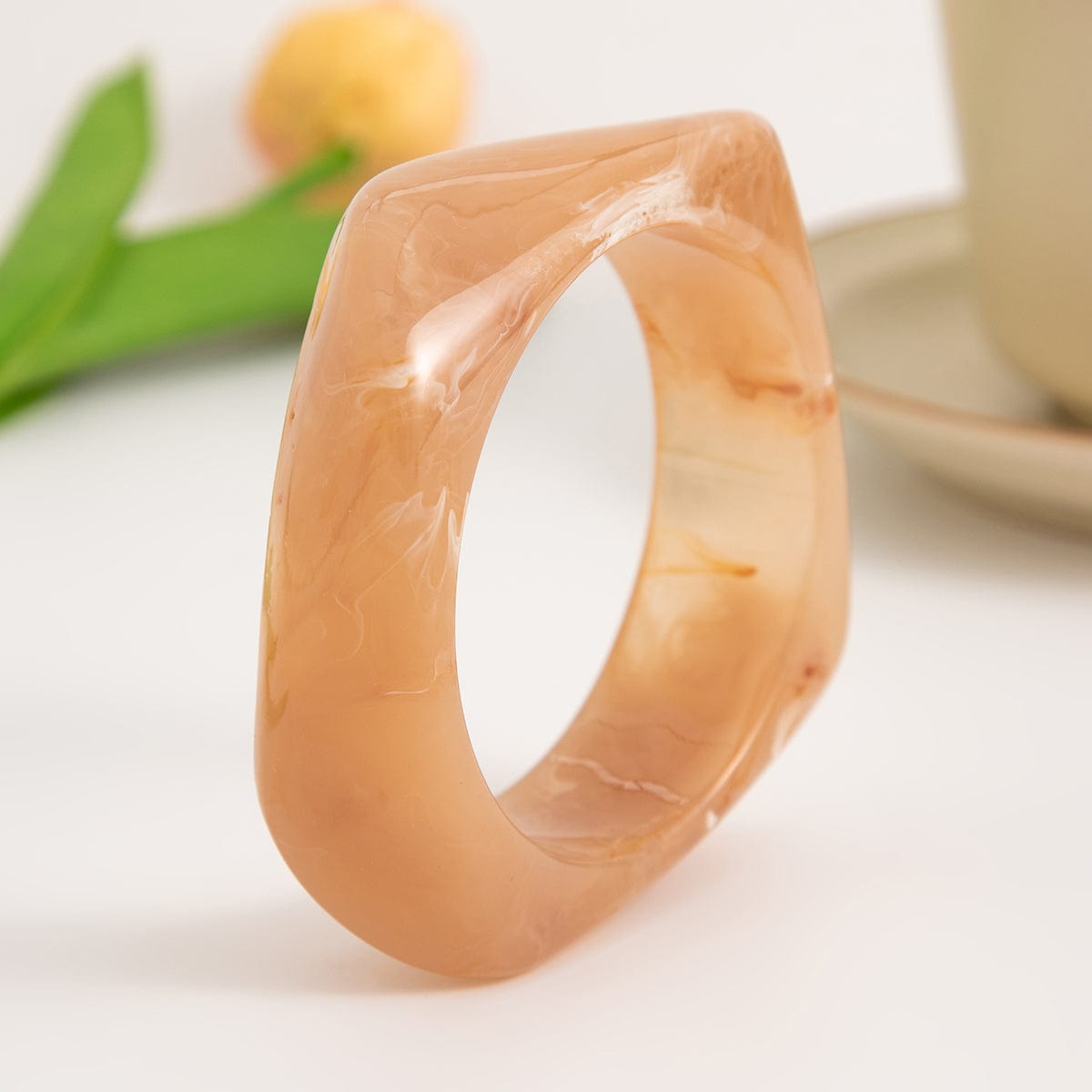 Retro Irregular Gradient Resin Bangle Bracelet - ArtGalleryZen