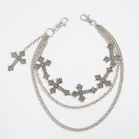 Thumbnail for Retro Layered Carved Cross Pendant Trouser Chain - ArtGalleryZen