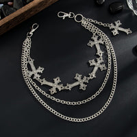 Thumbnail for Retro Layered Carved Cross Pendant Trouser Chain - ArtGalleryZen
