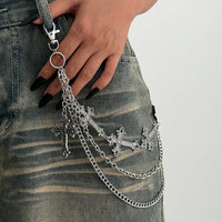 Thumbnail for Retro Layered Carved Cross Pendant Trouser Chain - ArtGalleryZen