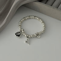 Thumbnail for Rhinestone Love Heart Pendant Beaded Chain Bracelet Gift - ArtGalleryZen
