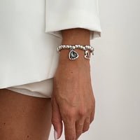 Thumbnail for Rhinestone Love Heart Pendant Beaded Chain Bracelet Gift - ArtGalleryZen