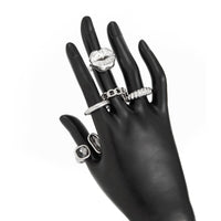 Thumbnail for Rhinestone Ring Set 5pcs - Lip Hollow Twisted Statement Rings - ArtGalleryZen