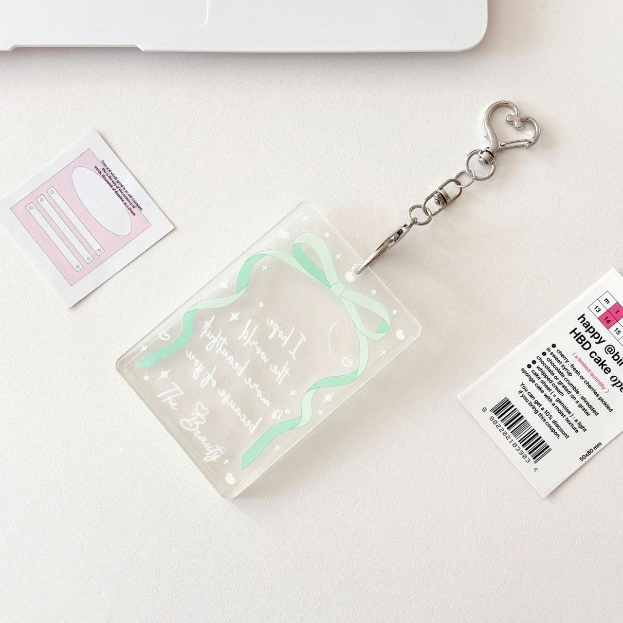 Ribbon Bowknot Kpop Keychain Acrylic Photocard Holder - ArtGalleryZen