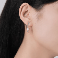 Thumbnail for Silver Moon Light Rabbit Pearl Earrings - ArtGalleryZen