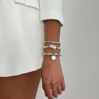 Thumbnail for Silver Tone Pearl Bracelet Set Irregular Square Beaded Charm - ArtGalleryZen