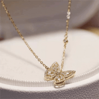 Thumbnail for Sparkling Crystal Rhinestone Inlaid Hollow Butterfly Necklace - ArtGalleryZen