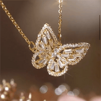 Thumbnail for Sparkling Crystal Rhinestone Inlaid Hollow Butterfly Necklace - ArtGalleryZen
