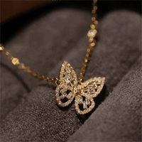 Thumbnail for Sparkling Crystal Rhinestone Inlaid Hollow Butterfly Necklace - ArtGalleryZen