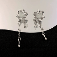 Thumbnail for Sparkling Irregular Heart Star Tassel Chain Earrings - ArtGalleryZen