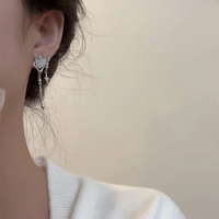 Thumbnail for Sparkling Irregular Heart Star Tassel Chain Earrings - ArtGalleryZen
