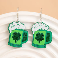 Thumbnail for Sparkling Lucky Clover Beer Dangle Earrings - ArtGalleryZen