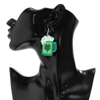 Thumbnail for Sparkling Lucky Clover Beer Dangle Earrings - ArtGalleryZen