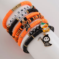 Thumbnail for Spooky 8Pcs Halloween Bat Skeleton Pumpkin Charm Letter Beaded Bracelet Set - ArtGalleryZen