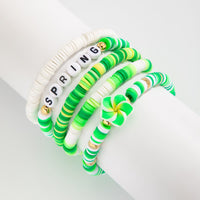 Thumbnail for Spring Themed Flower Letter Polymer Clay Beaded Bracelet Set - ArtGalleryZen