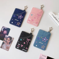 Thumbnail for Starlight Heart Denim Kpop Keychain Photocard Holder - ArtGalleryZen