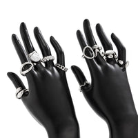Thumbnail for Stylish 12pcs Irregular Pearl Waterdrop Hollow Curved Ring Set - ArtGalleryZen