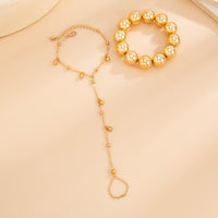 Thumbnail for Stylish 2pcs Ball Chain Finger Ring Bracelet Set - ArtGalleryZen
