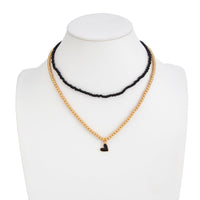 Thumbnail for Stylish 2pcs Enamel Heart Pendant Seed Beaded Necklace Set - ArtGalleryZen