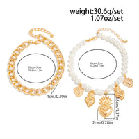 Thumbnail for Stylish 2pcs Flame Heart Charm Pearl Chain Anklet Set - ArtGalleryZen