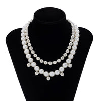 Thumbnail for Stylish 2pcs Gold Silver Plated Pearl Chain Necklace Set - ArtGalleryZen
