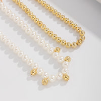 Thumbnail for Stylish 2pcs Gold Silver Plated Pearl Chain Necklace Set - ArtGalleryZen