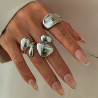 Thumbnail for Stylish 3Pcs Chunky Glossy Waterdrop Ring Set - ArtGalleryZen