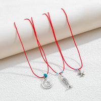 Thumbnail for Stylish 3Pcs Shell Fish Starfish Pendant Jade Cord Necklace Set - ArtGalleryZen