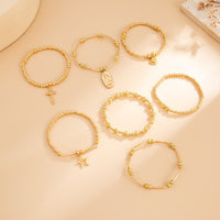 Thumbnail for Stylish 7pcs Heart Star Cross Charm Ball Chain Bracelet Set - ArtGalleryZen