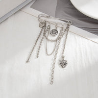 Thumbnail for Stylish Carved Round Disk Heart Tassel Trouser Pin - ArtGalleryZen