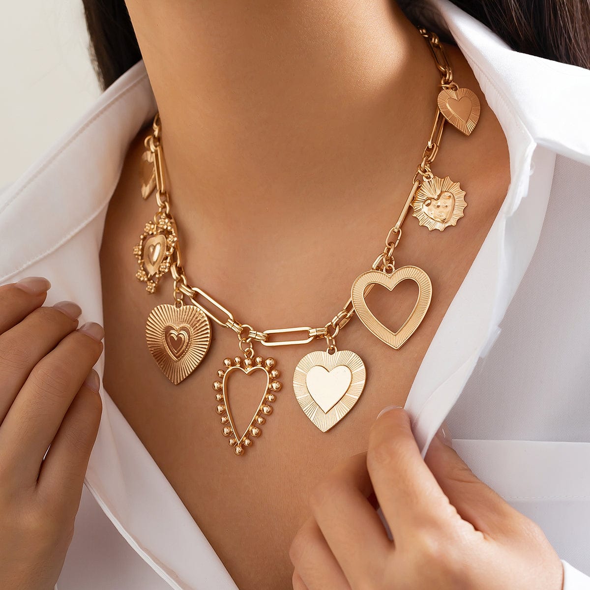 Stylish Chunky Irregular Heart Tassel Necklace - ArtGalleryZen