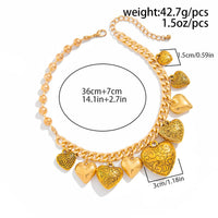 Thumbnail for Stylish Chunky Textured Heart Tassel Ball Curb Chain Necklace - ArtGalleryZen
