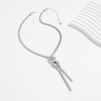 Thumbnail for Stylish Gold Silver Tone Knotted Snake Chain Y Necklace - ArtGalleryZen