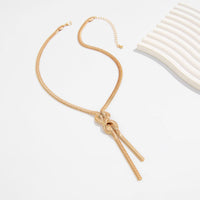 Thumbnail for Stylish Gold Silver Tone Knotted Snake Chain Y Necklace - ArtGalleryZen