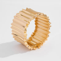 Thumbnail for Stylish Gold Silver Tone Wave Wide Cuff Bangle Bracelet - ArtGalleryZen