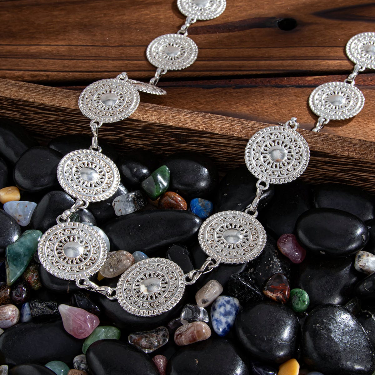 Stylish Hollow Pattern Round Disk Waist Chain - ArtGalleryZen