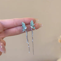 Thumbnail for Stylish Irregular Crystal Stone Inlaid Butterfly Tassel Chain Earrings - ArtGalleryZen