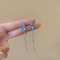Thumbnail for Stylish Irregular Crystal Stone Inlaid Butterfly Tassel Chain Earrings - ArtGalleryZen
