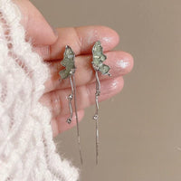 Thumbnail for Stylish Irregular Crystal Stone Inlaid Butterfly Tassel Chain Earrings - ArtGalleryZen