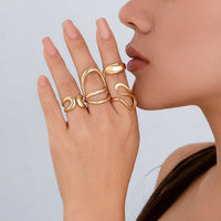 Thumbnail for Stylish Irregular Curved Hollow Glossy Open Ring Set - ArtGalleryZen