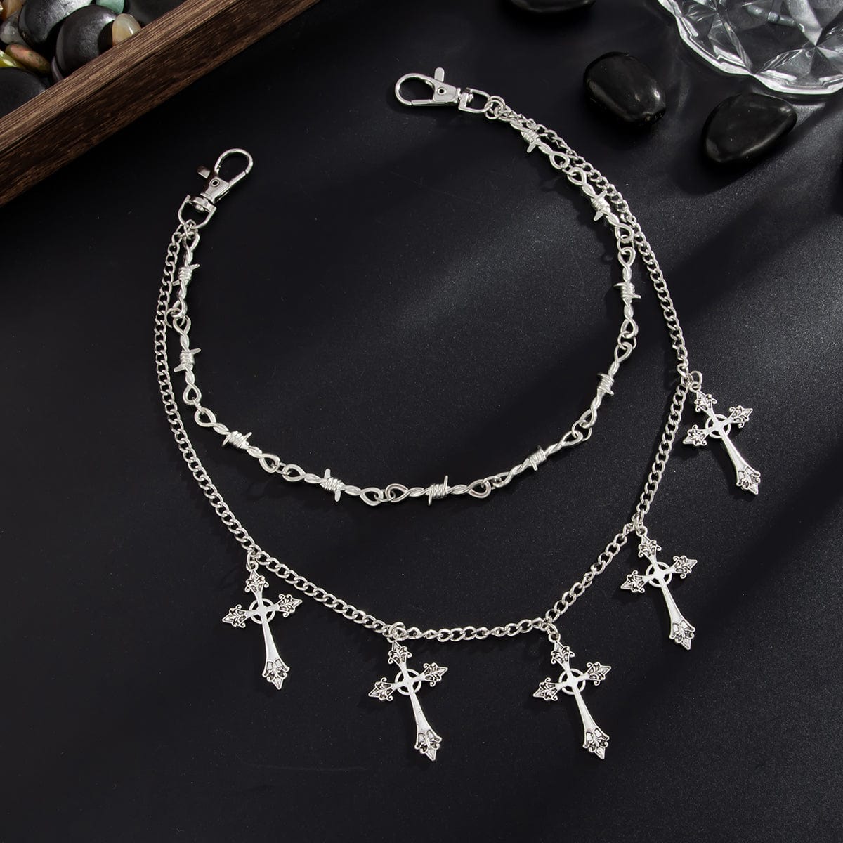 Stylish Layered Chunky Cross Tassel Trouser Chain - ArtGalleryZen