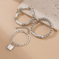 Thumbnail for Stylish Layered Chunky Lock Charm Curb Ball Chain Bracelet Set - ArtGalleryZen