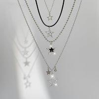 Thumbnail for Stylish Layered Rhinestone Inlaid Star Pendant Wax Cord Necklace Set - ArtGalleryZen