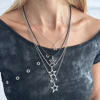 Thumbnail for Stylish Layered Rhinestone Inlaid Star Pendant Wax Cord Necklace Set - ArtGalleryZen